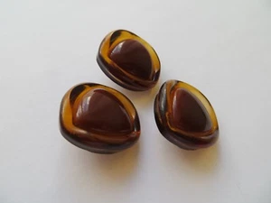 1940s Vintage Med Triangle Transparent Brown Coat Jacket Dress Buttons-25mm - Picture 1 of 4