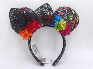 Dima de Encaje Rara Disney Orejas Floral Negra Coco Día de Los Muertos - Imagen 1 de 3