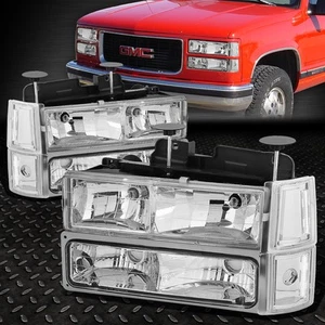 FOR 94-00 GMC C/K SUBURBAN C10 CHROME HOUSING CLEAR CORNER BUMPER HEADLIGHT LAMP - Picture 1 of 9