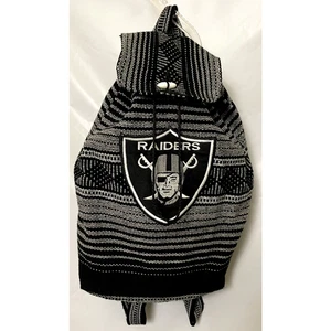 Las Vegas Raiders NFL Cinch Bag Backpack Cloth Woven Aztec Style Black White - Picture 1 of 6