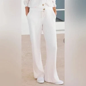 AYR High Waffle Cone Peruvian Pima Cotton Ivory Lounge Pants Size L - Bild 1 von 8