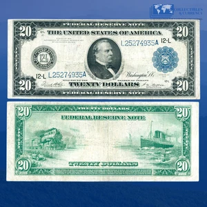 1914 $20 Twenty Dollars Federal Reserve Note San Francisco, VF+ #74935 - Picture 1 of 1
