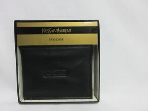 Portafoglio Yves Saint Laurent uomo vintage nero bifold custodia pass boxato India - Foto 1 di 11