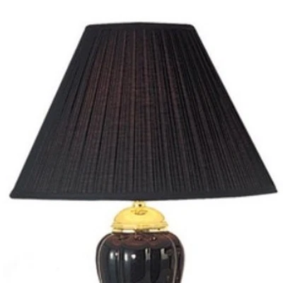 Set Of Three 64" Gold Ceramic Bedside Floor and Table Lamp Set With Black Emp... - Image 1 of 4