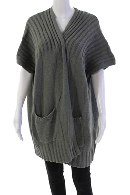 Splendid Womens Short Sleeve Open Front Cardigan Sweater Gray Cotton One Size - Image 1 of 4