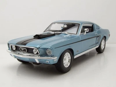 Ford Mustang GT Cobra Jet Fastback 1968 Blu Metallizzato Modellino 1:18 Maisto - Immagine 1 di 4