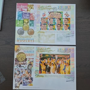 Malaysia 1998 sheets commonwealth games (Michel Block 22/23) on FDC - Picture 1 of 4
