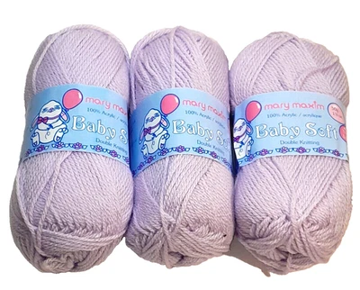 3 Mary Maxim Baby Soft Yarn Double Knitting Sport Weight Lilac 164 Yards Skein - Image 1 of 4