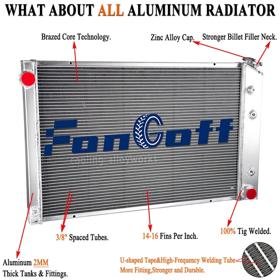 3-Row Aluminum Radiator Fits 1973-1987 85 Chevy C/K C10 C20 C30 K10 Pickup V6/V8 Foto 1 de 4