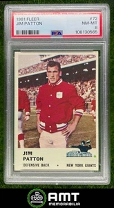 108130565 1961 Fleer #72 Jim Patton New York Giants PSA 8 - Picture 1 of 2