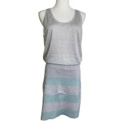 Vestido Theory Riane Tejido Cocoon Pasto Marino Rayas Lino Mezcla Seda Talla M Foto 1 de 4