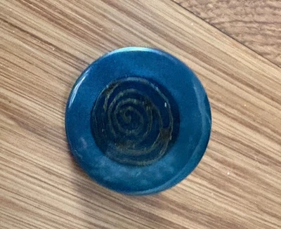 Designer Iridescent Blue Buttons w/ Gold Design 1  1/8” -Lot of 10 M&J Trims NEW - Image 1 of 4