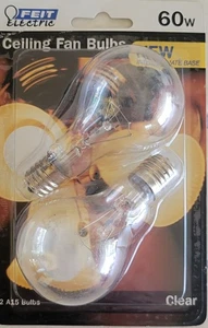 FEIT ELECTRIC 60W CEILING FAN BULBS, A15, New 1 Pack 2 Bulbs Intermediate Base - Picture 1 of 3