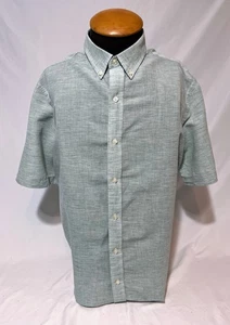 Chaps Men’s (XL) Button Up Short Sleeve Shirt Green Linen Cotton - Picture 1 of 5