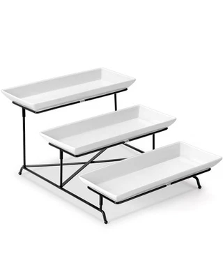3 Tier Serving Tray Set 14 Inch Porcelain Tiered Serving Trays Platters, Coll... - Image 1 of 4