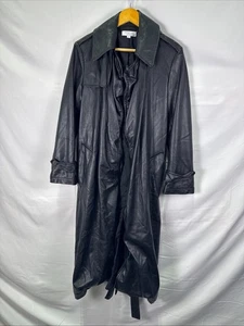 Derek Lam 10 Crosby x RTR Black Faux Leather Trench Coat Size M With Stains - Picture 1 of 11