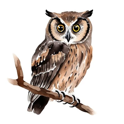 Aquarell Eule Bügelbild DTF Druck mystisches Tiermotiv für T Shirt Hoodie Tasche - Bild 1 von 4