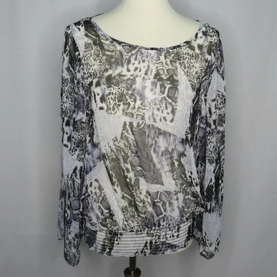 Новый с Ярлыками Thesis блузка размер большой белый коричневый животное печати длинный вкладка рукав $78 богемное - Изображение 1 из 4