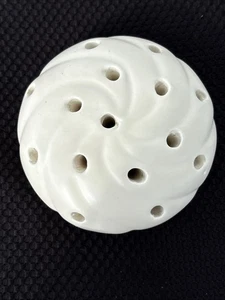 Vintage White Pottery Flower Frog Holder Heavy 5 1/2” dia. - Picture 1 of 5