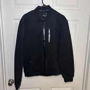 Stone Falcon Bomber Jacket Men's Large Black Full Zip Pockets Streetwear Punk - Picture 1 of 9