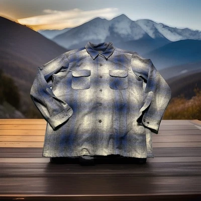 Pendleton Board Long Sleeve Shirt Mens L Chest 24 Blue Virgin Wool Plaid Tartan - Image 1 of 4
