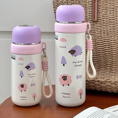 350/500ml Small Thermal Cup Cartoon Prints Students Pocket Flask - Image 1 of 4