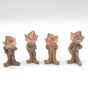 4 Vintage Weihnachtselfen Gold Metallic Commodore Pixies Japan - kostenloser US-Versand - Bild 1 von 3