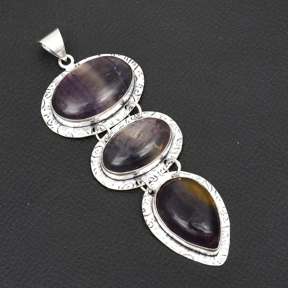 Joyería colgante étnica hecha a mano de piedras preciosas de fluorita para Navidad 3,76" AP-20207 Foto 1 de 1