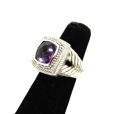 ANILLO DE CÓCTEL SOLITARIO AMATISTA PLATA ESTERLINA 925 JUDITH RIPKA Foto 1 de 4