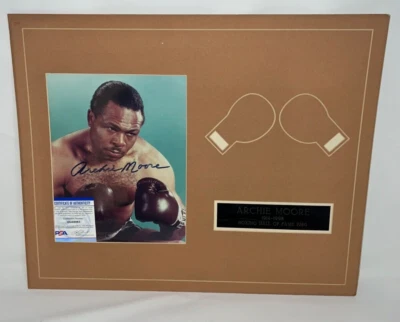 Archie Moore Boxing HOF Auto Signed Matted Photo W/ Name Plaque PSA Certified - Image 1 of 4