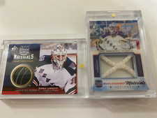 2) 2014-15 SP Game Used Stadium Series Materials Pucks Goal Net Henrik Lundqvist