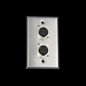 Whirlwind Single Gang Wallplate in Silver with 2 XLRF Connectors - Picture 1 of 6