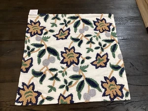 POTTERY BARN Acel Embroidered Pillow cover 22” NEW blue multi - Picture 1 of 5