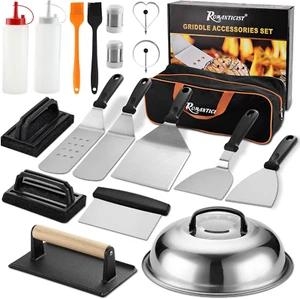 19PCS Griddle Accessories Set - Flat Top Teppanyaki Spatula Set with Scraper, Ba - Picture 1 of 6