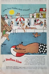  Línea italiana 1956 crucero a Europa Morrow arte anuncio de viaje vintage - Imagen 1 de 1