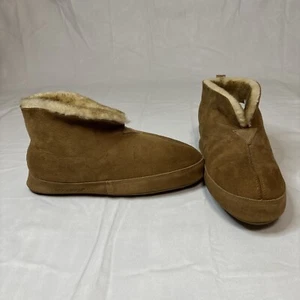 Men’s Woolrich Leather Ankle Faux Fur Lined Indoor Slippers Brown Size 9-10 - Picture 1 of 8