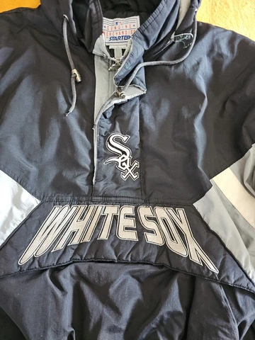 STARTER CHICAGO WHITE SOX 90s Vintage PULLOVER WITH HOOD JACKET Sz Large *READ* Cover