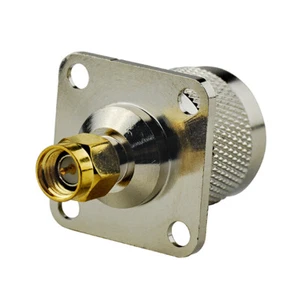 SMA Male Plug to N Type Male Flange 4 Hole Panel Mount Connector Adapter 25*25mm - Picture 1 of 3