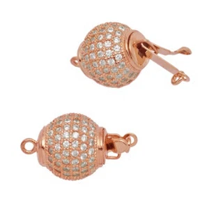 8 11 14 mm Sterling Silber plattiert Roségold Stardust runder Kugelverschluss Zirkonia - Bild 1 von 1