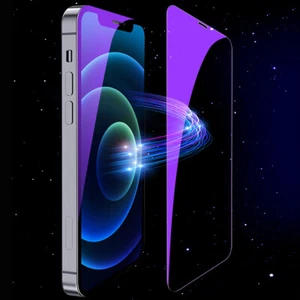 For iPhone Anti-Purple Tempered Glass Screen Protector Anti-Blue Protective Film - Picture 1 of 11