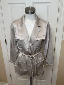 Current Air Anthroplogie Elerie Silver Knit Jacket, Size L - Picture 1 of 5
