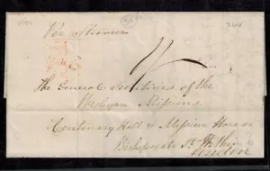Bermuda Letter w/ PM2 Red Back w/ Ink '1/-' Black Front and Receiver 1843 Back - Picture 1 of 5