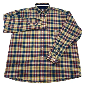 Cinch Shirt Men Large Yellow Blue Button Up Dress Oxford Western Cowboy OCBD - Picture 1 of 8