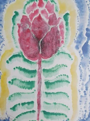 Ernst Fuchs ROSE MORGENROT Handsigniert Farbradierung 2012 Blume auf Bütten - Bild 1 von 4