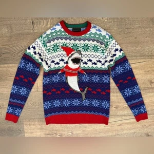 Maglione BLIZZARD BAY Fair Isle brutto Natale squalo pesce spiaggia vacanza taglia S - Foto 1 di 11