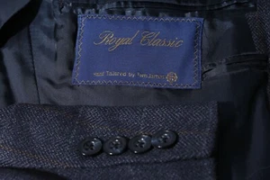 Tom James Royal Classic Herren Navy Windowpane 3 Btn Sport Mantel Jacke Blazer 42R - Bild 1 von 10