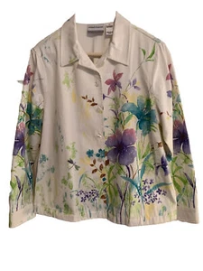 Alfred Dunner 12P Jacke Frühling/Sommer weiß geblümt - Bild 1 von 5