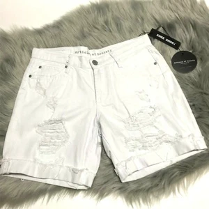 Articles of Society 100 % Baumwolle weiß Jeans Denim Knieshorts abgenutzt 25 x 6,5 Zoll - Bild 1 von 11