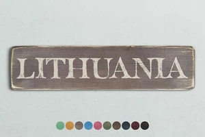 LITAUEN Holzschild im Vintage Stil. Shabby Chic Retro Wohngeschenk - Bild 1 von 2