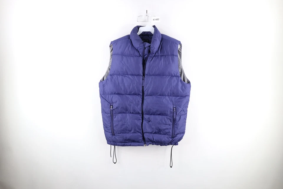 Vintage Lands End Mens Medium Blank Duck Down Insulated Puffer Vest Jacket Blue - Image 1 of 4